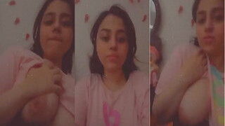 Desi Girl Pressing Her Big Boobs | Indian MMS