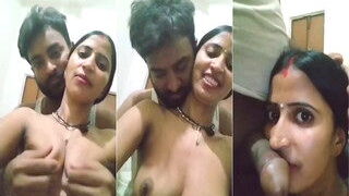 Desi Vlg Wife Boobs Pressing And Blowjob | Indian MMS